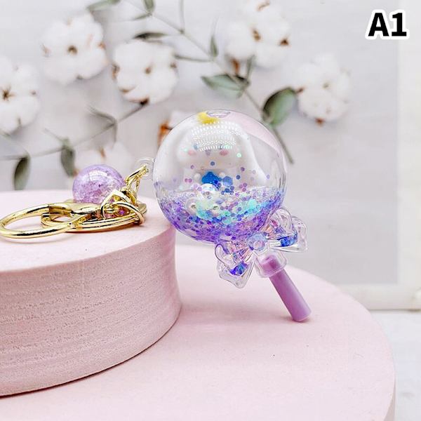 Cartoon e Keychain Quicksand Key Chain Akryl Nyckelring Bag Pend A1