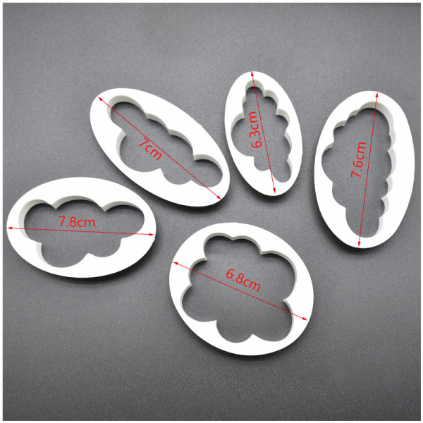 5 STK/ Set Cloud Shape Cookie ter Custom Made 3D Printed Fondant