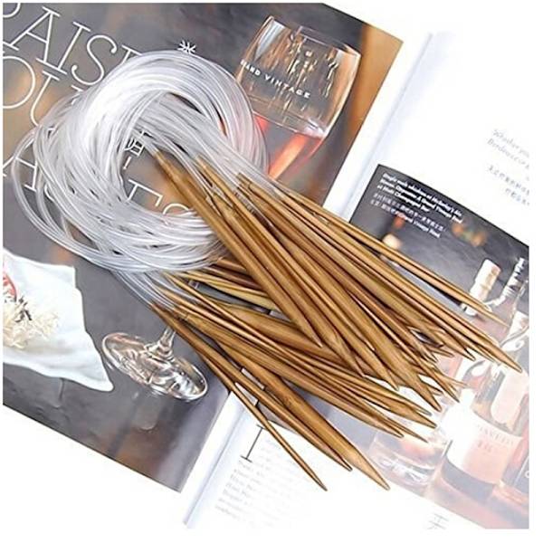 18 Par Bamboo Knitting s 16" Circular Smooth Nature Carbonized