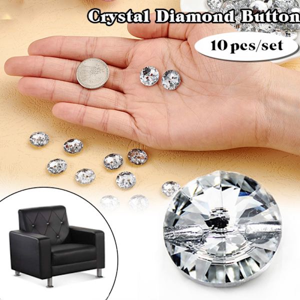 10 st 20 mm Crystal Rhinestone-knappar Passar för soffmöbler Ba 10pcs