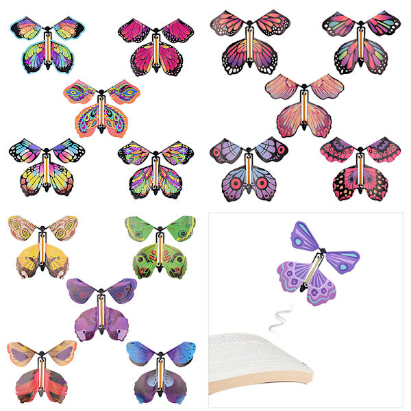 5 st Magic Clockwork Flying Butterfly gummiband Driven Magic A