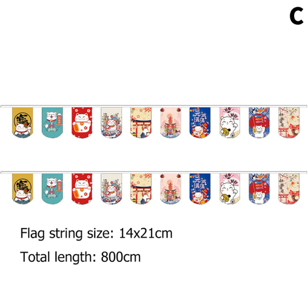 Stil Lucky Cat Hanging String Flag Sushi Restaurant Bunting B C