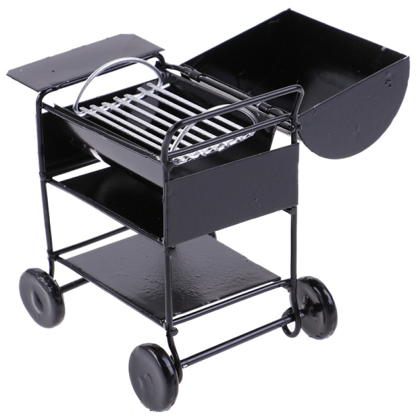 Dockhus BBQ Grill Mini Yard Garden 1/12 Mini Toy Svart 7cm BB