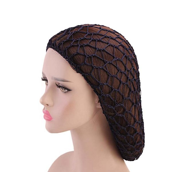 kvinnors mesh hår nät virkad cap enfärgad snood sova nig Navy blue
