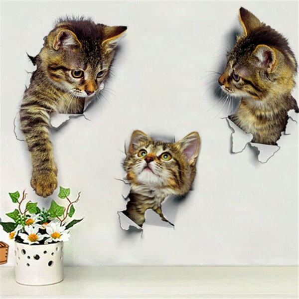 e Cat Wall Sticker För Vardagsrum Sovrum Skåp Toalett Deco C