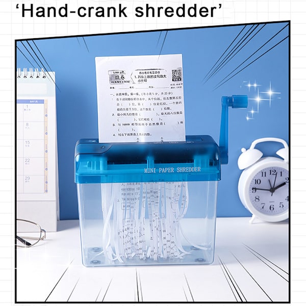 Mini manuell pappersförstörare Office Document ting hine Blue