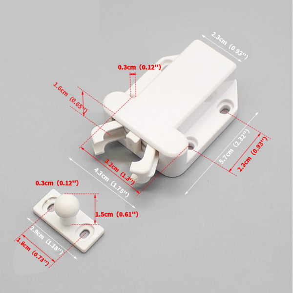 4/6 Push To Open Door Catch Köksskåp Touch Latch Release White