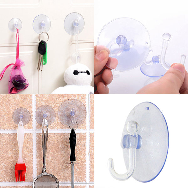 Transparent Väggkrokar Hängare Kök Badrum Sugkopp Sug 2.5cm