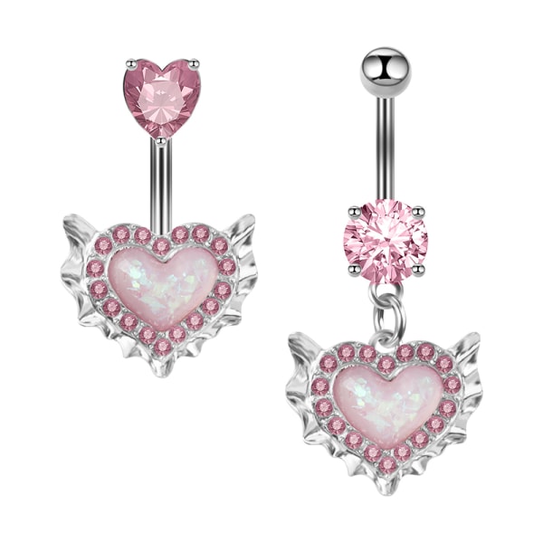 Hjärta Belly Button Rings Rosa Dammode Belly Ring Dangle N B