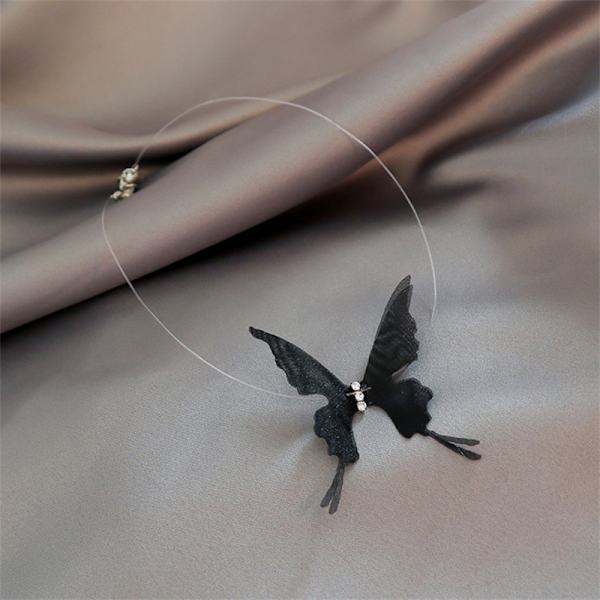 Mode Spets Butterfly Chokers Halsband Transparent Chocker Pa White