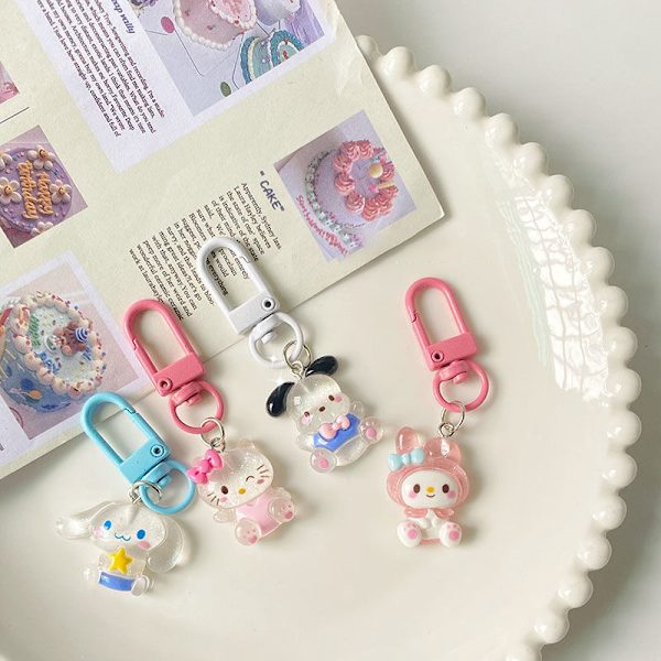 Tecknad Anime Transparent Fin Flash Nyckelring Bag Pendant e Key 5