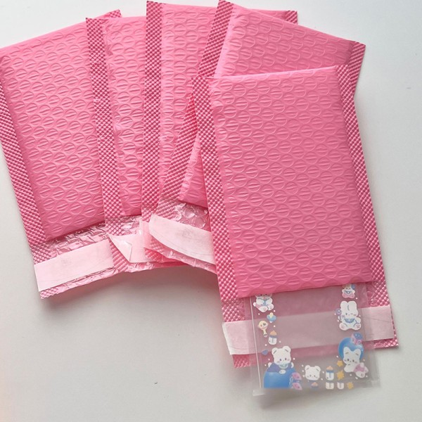 10 st/förpackning Rosa lila bubbelpåse Tjockad expresspaketpåse S Pink
