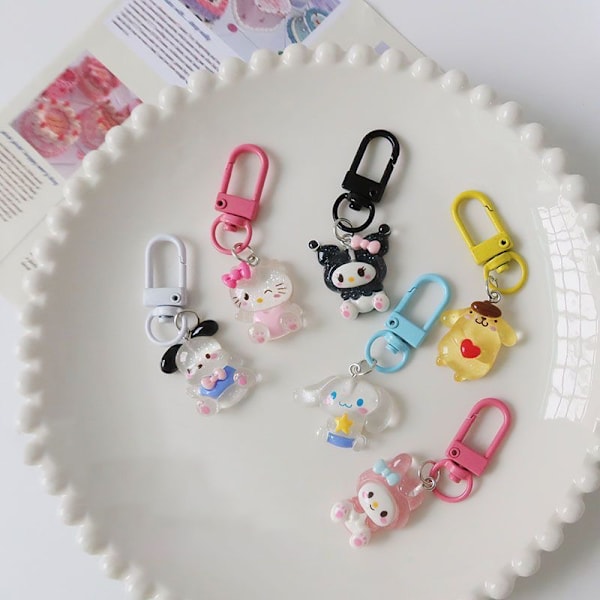 Tecknad Anime Transparent Fin Flash Nyckelring Bag Pendant e Key 4