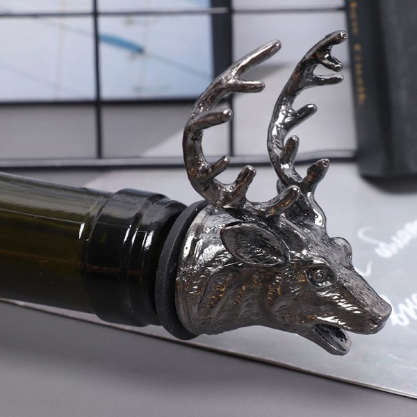 Zinklegering Hjorthuvud Vinhällare Unika vinflaskproppar Wi Silver