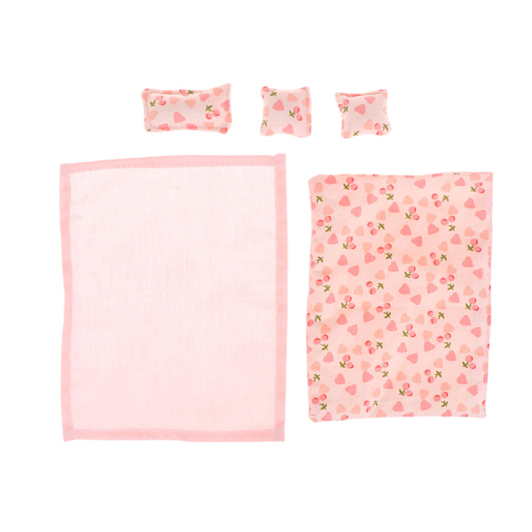 1Set 1:12 Dockhus Miniatyrsäng Fyra delar Lakan Quilt Pi Blue