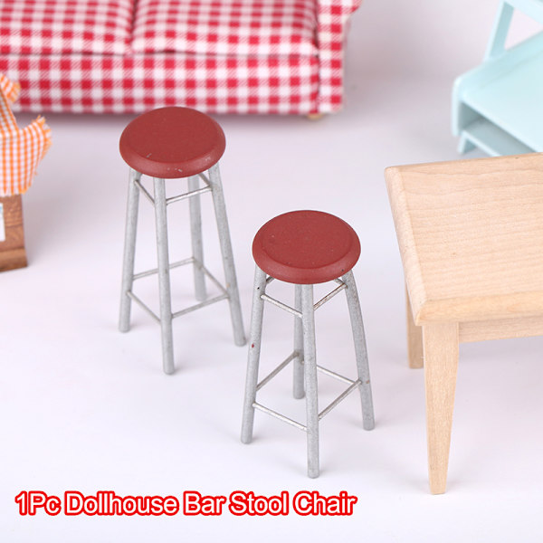 1:12 Dockhus Miniatyr Barpall Stol Hög Pall Rund Pall