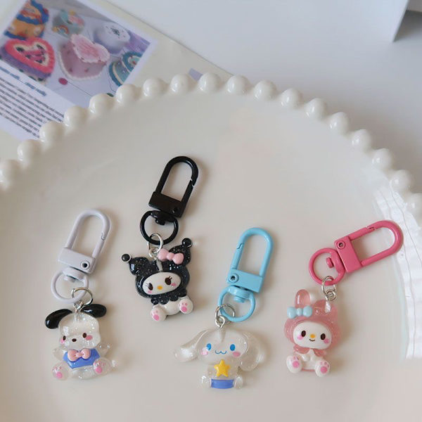 Tecknad Anime Transparent Fin Flash Nyckelring Bag Pendant e Key 2