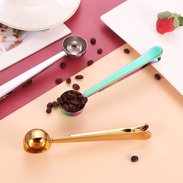 1 st rostfritt stål malet kaffe mätsked med Ba Rose Gold