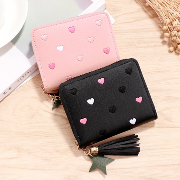 Liten plånbok för damer Mini Tofsplånbok Light pink