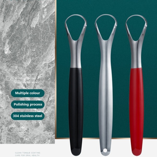Tungskrapa Rostfritt stål Oral Tongue Cleaner Medical Mout Silver