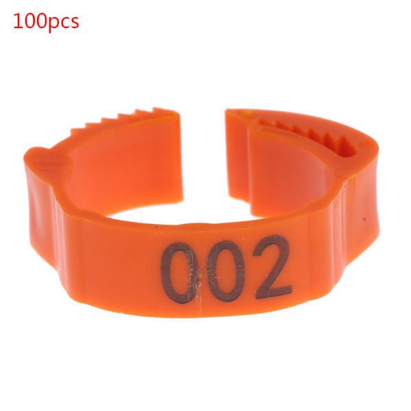 100ST Kycklingfotsring Justerbar storlek Fjäderfäben Digital La Orange