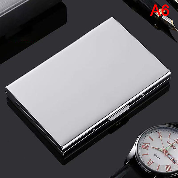 Mode Antimagnetisk korthållare i aluminium Kvinnor Män Metall Mirror silver