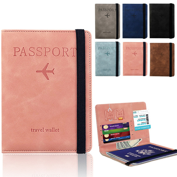 PU RFID Passport Cover Kredit ID-kort plånbok Vattentät dokument Light blue