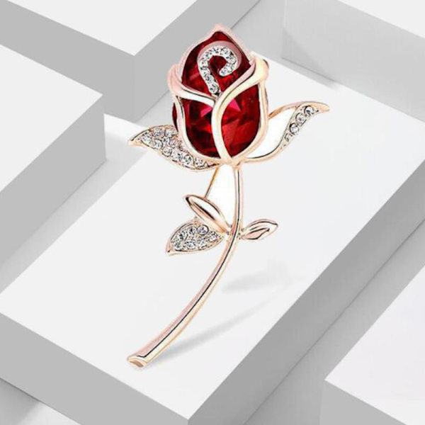 Mode Röd Rose Blomma Broscher Kvinnor Kläder Kappa Smycken Ac