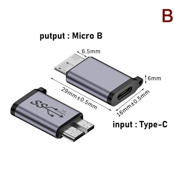USB A/C till Micro B 3.0 Adapter 10Gbps Super Speed ​​Data Sync Con A