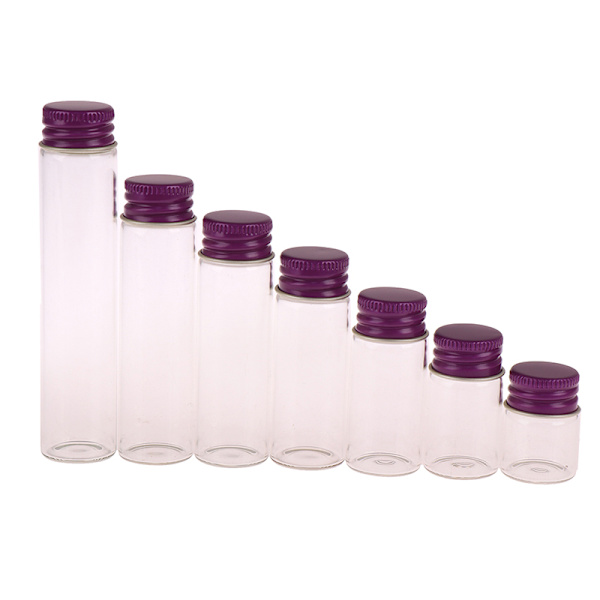 10st 5/7/10/14/18/20/26ML Små glasburkflaskor med Aluminiu 22*40mm,7ML