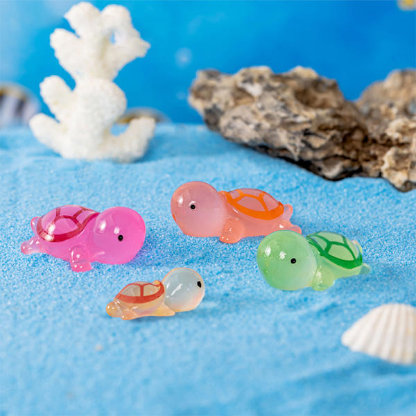 1/5 st Mini Resin Lysande Turtle Figurines Dekoration Bil Dash Large Random 5pcs
