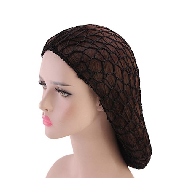 Womens Mesh Hårnät Virkad Cap Enfärgad Snood Sova Nig Black