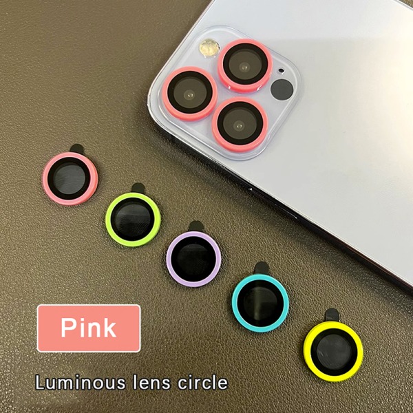 Lysande keramiskt kameraskydd för IPhone 15 14 Pro Max Plus pink Iphone12