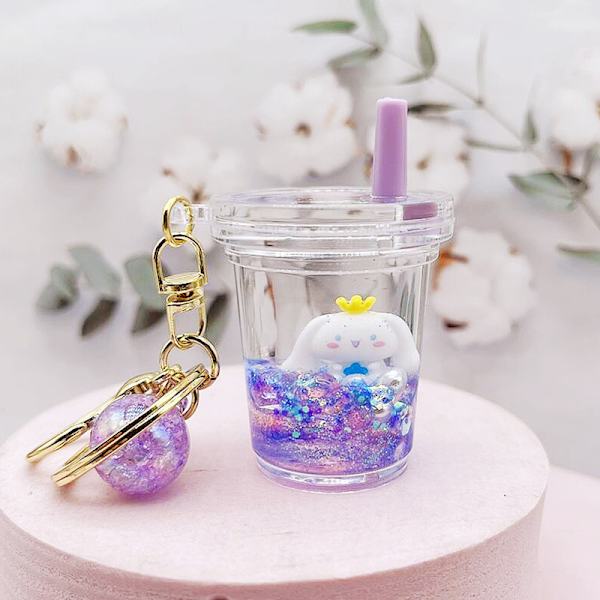 Cartoon e Keychain Quicksand Key Chain Akryl Nyckelring Bag Pend A4