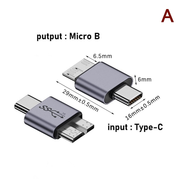 USB A/C till Micro B 3.0 Adapter 10Gbps Super Speed ​​Data Sync Con A