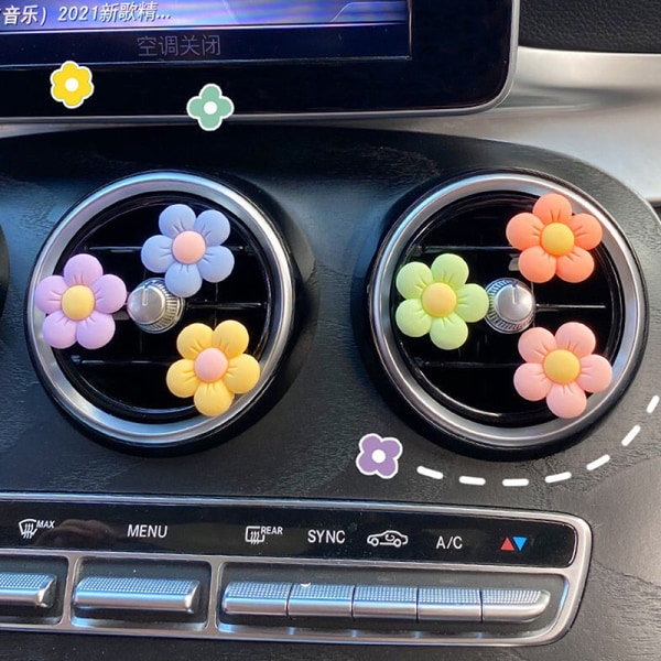 Blommor Car Air Vent Clips med doftkuddar Daisy Flower Car 6 PCS