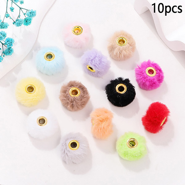 10st pälsbeklädda bollpärlor med raka hål Berlocker DIY Pompom Pe A9