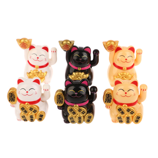 1st Mini Solar Powered Lucky Cat och Lucky Cat Home Car Decor Gi C