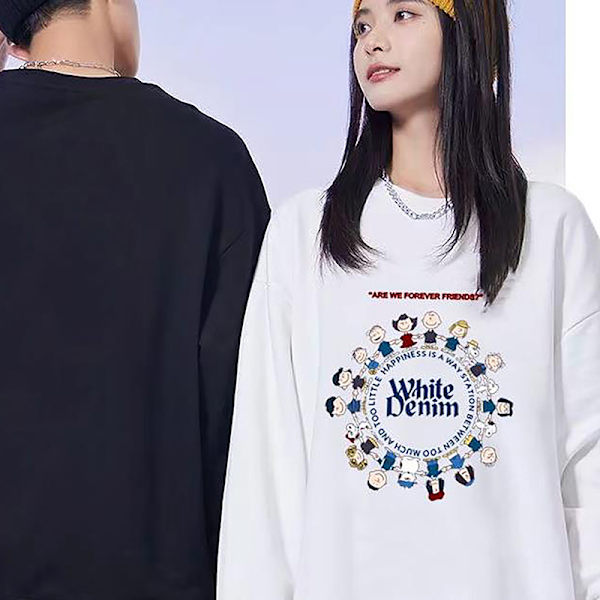 Höst tecknad björn printed hoodie kvinnor rund hals lång ärm F XL