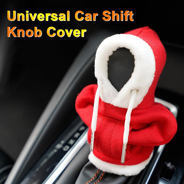 Christmas Car Shift Knob Cover Hoodies-Car Gear Shift Knob Cove Red