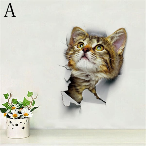 e Cat Wall Sticker För Vardagsrum Sovrum Skåp Toalett Deco C