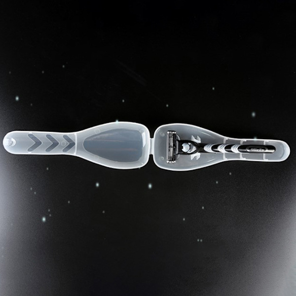 Rakapparat förvaringslåda för män Transparent plasthållare Razor Case White