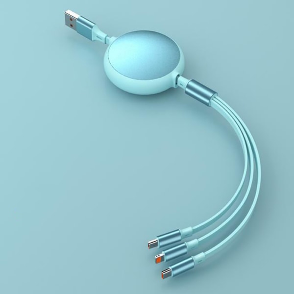 3-i-1 indragbar 6A 100W USB kabel för iPhone USB till 8-stift/typ Green