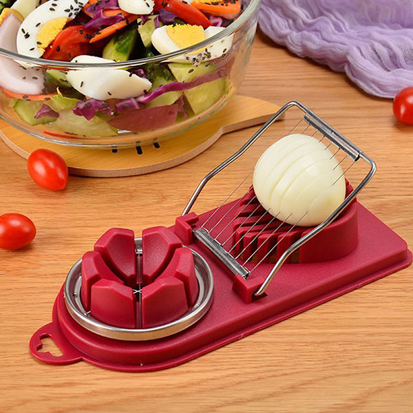 Egg ter Egg Slicer Sectioner ter Form Flower-Shape Lunch Mea Red