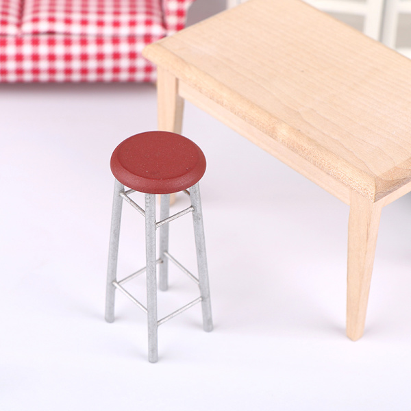 1:12 Dockhus Miniatyr Barpall Stol Hög Pall Rund Pall