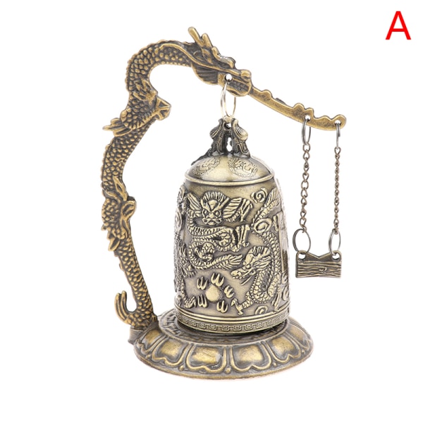 Metal Bell snidad drake buddhistisk klocka Lycka till prydnad hem A
