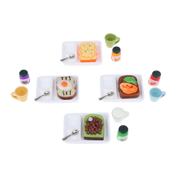 1/12 Dockhus Miniatyr Rostat bröd och sylttallrik Set Dekoration enl A4