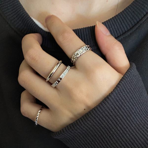 3st Mode Vintage Punk Justerbara Finger Ringar Silver Färg