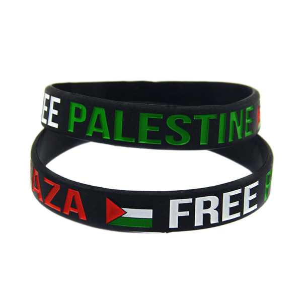 Silikonarmband för palestinska flaggan graverad och färgfylld A1
