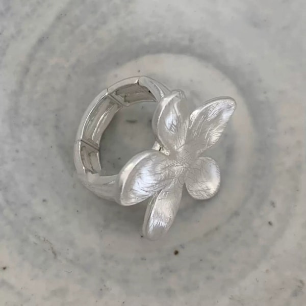 Lätt Lyx Stor Blomma Form Öppna Ringar Överdriven Justerbar Gold